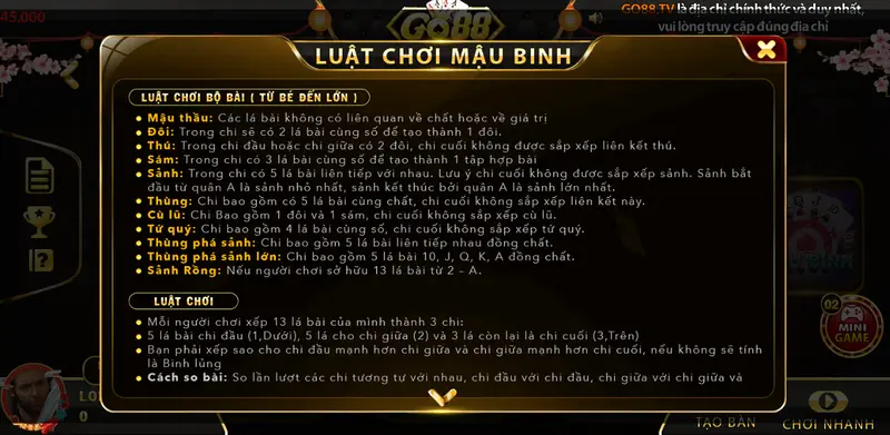 mau binh go88 live 1 luat-choi-mau-binh-go88